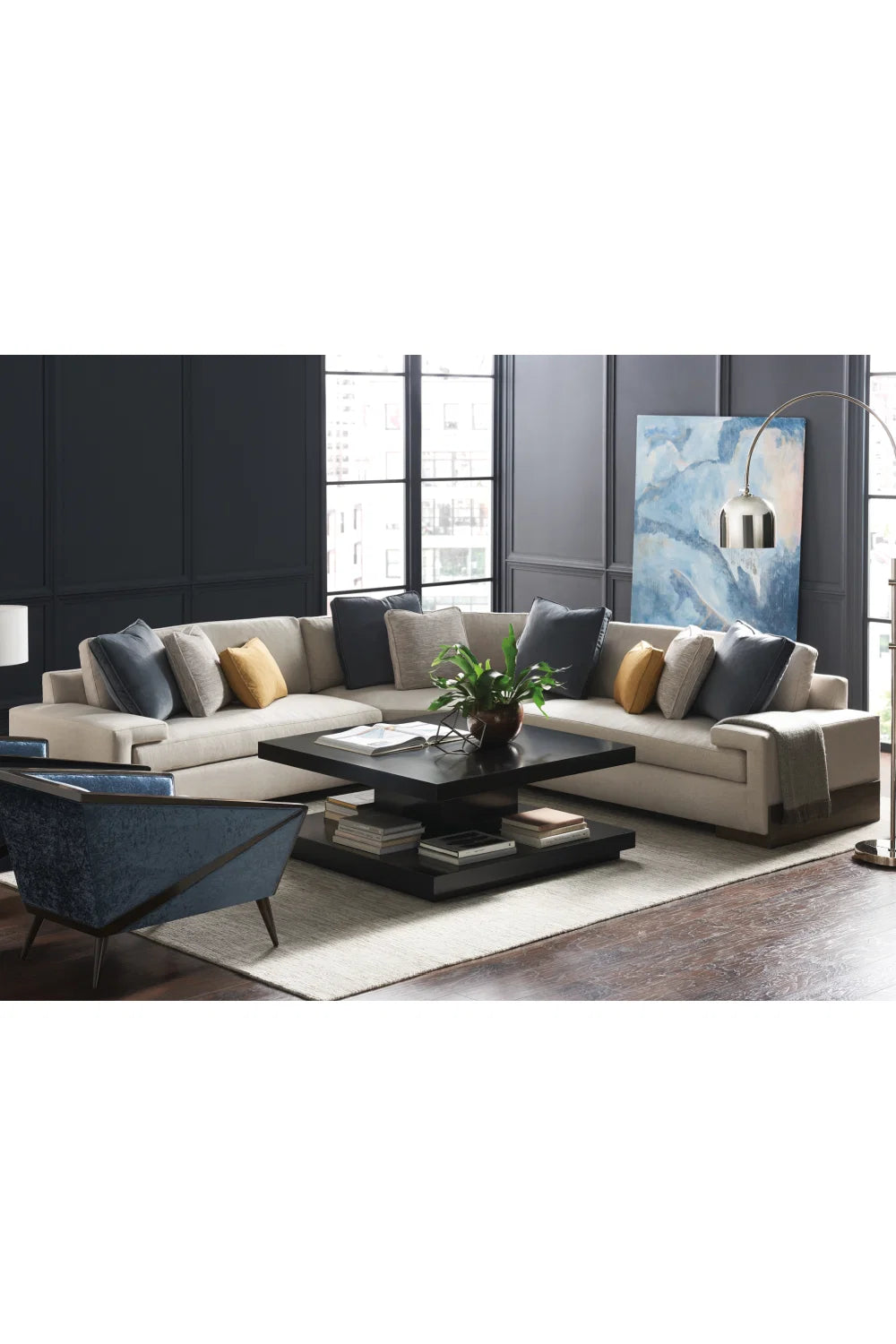 Luxury Shelf-Ish Fabric Sectional Sofa Modern Italian Style for Villa