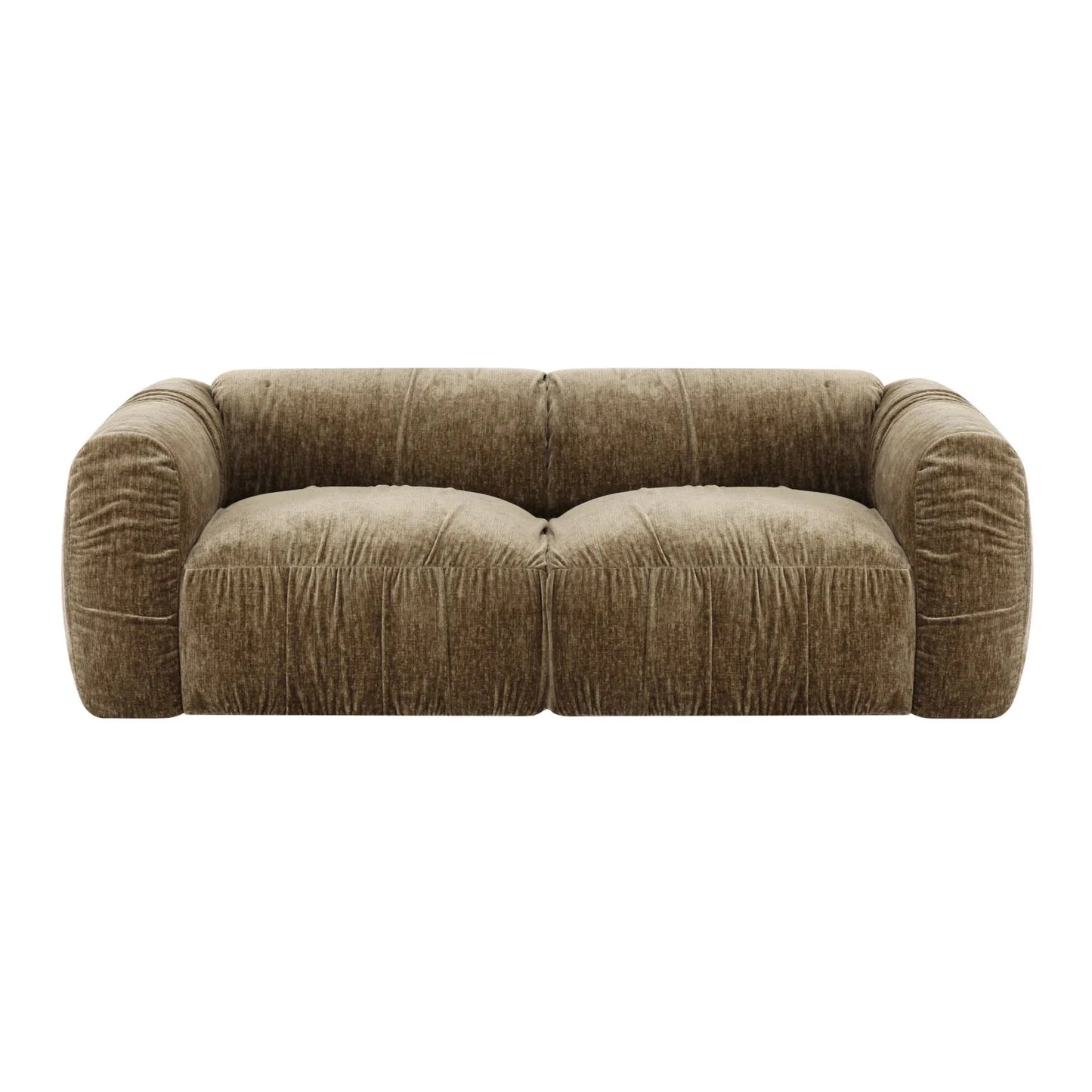 Luxury Siegal Tan Fabric Loveseat Modern Italian Style for Villa