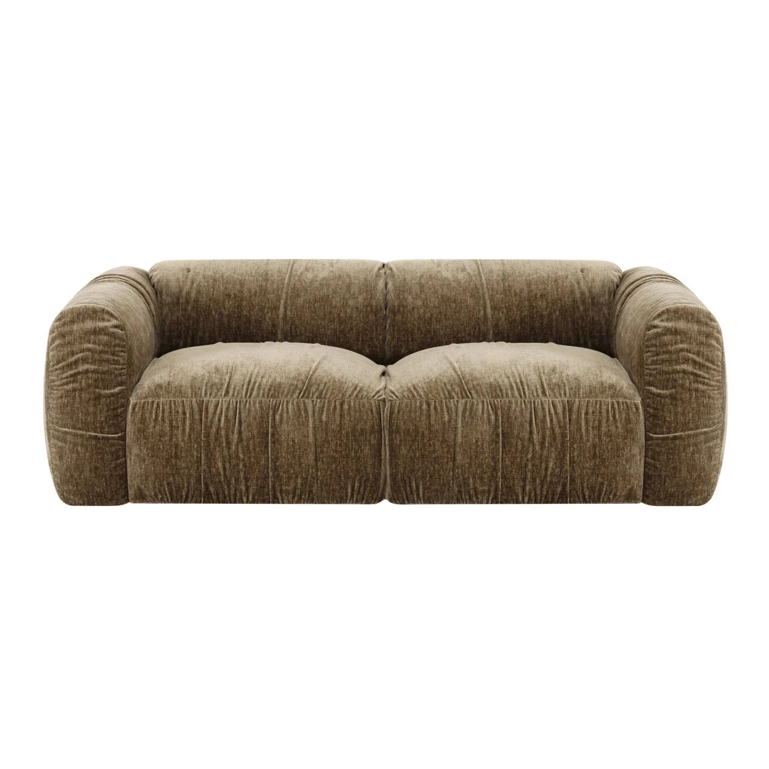 Luxury Siegal Tan Fabric Loveseat Modern Italian Style for Villa