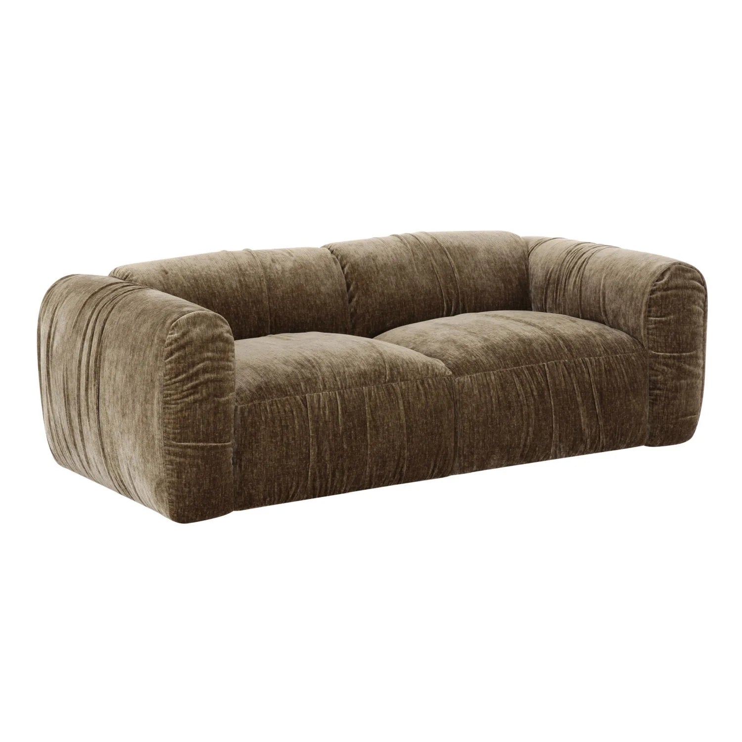Luxury Siegal Tan Fabric Loveseat Modern Italian Style for Villa