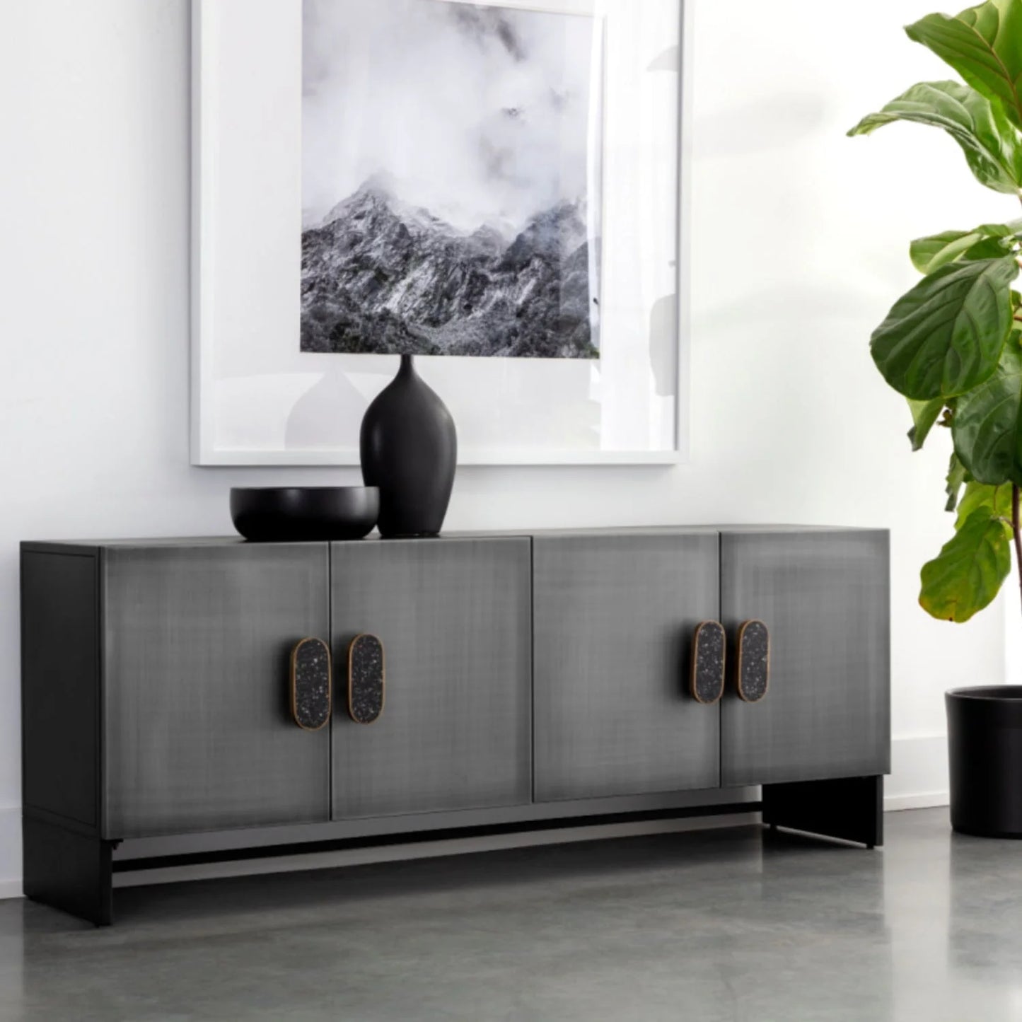 Luxury Silver 4-Door Sideboard European Style for Villa
