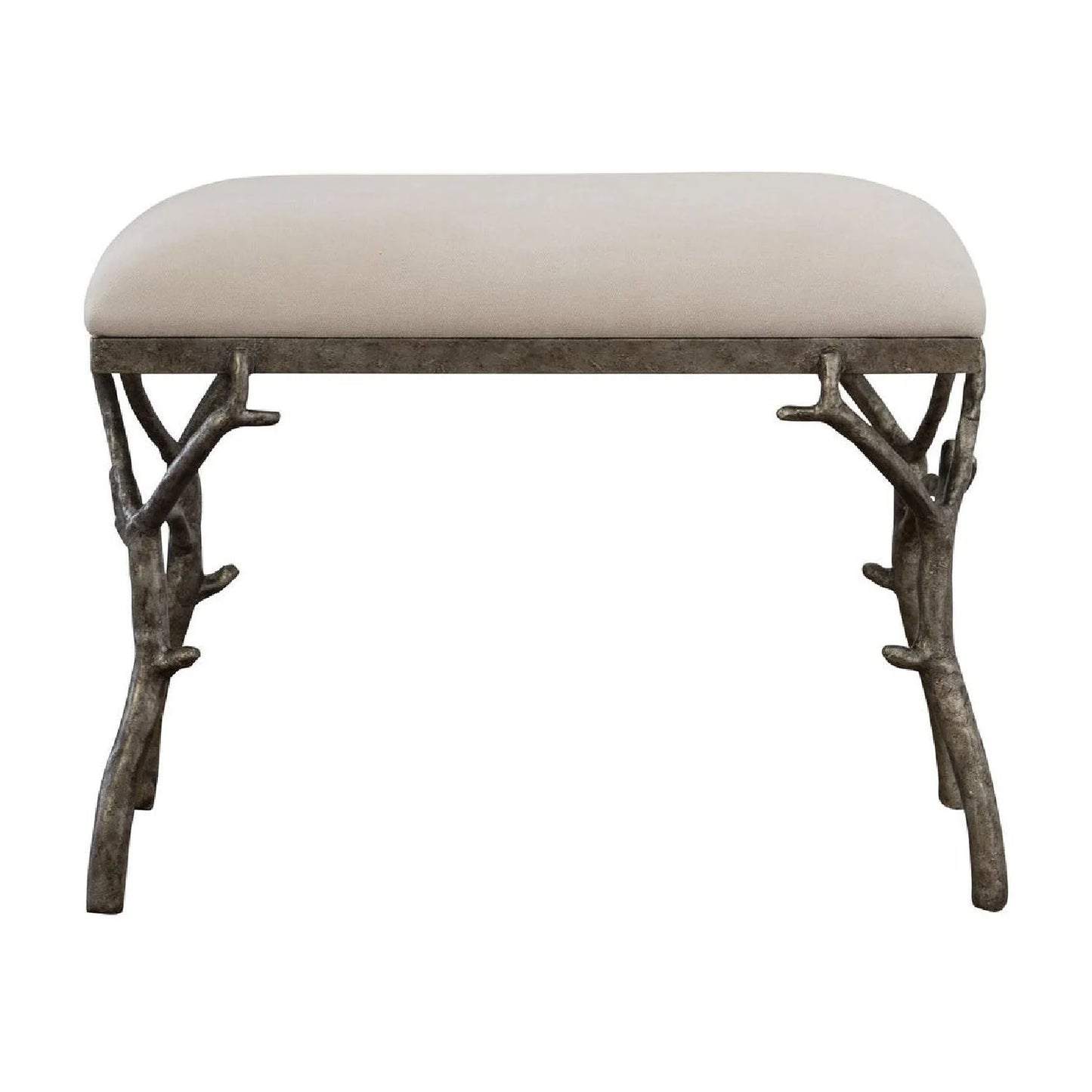 Luxury Silver Framed White Bench European Style for Villa