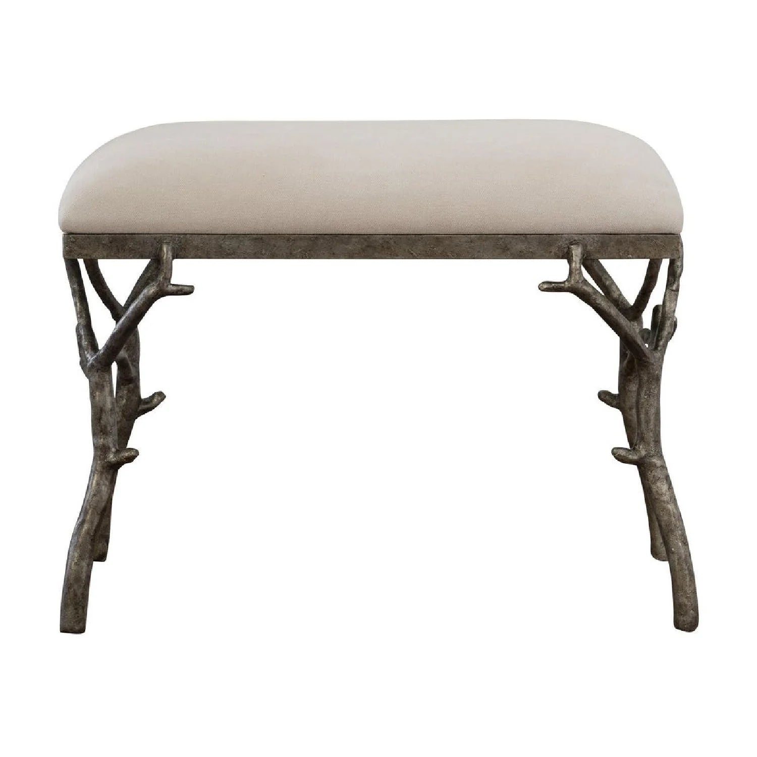 Luxury Silver Framed White Bench European Style for Villa