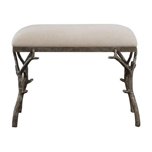 Luxury Silver Framed White Bench European Style for Villa