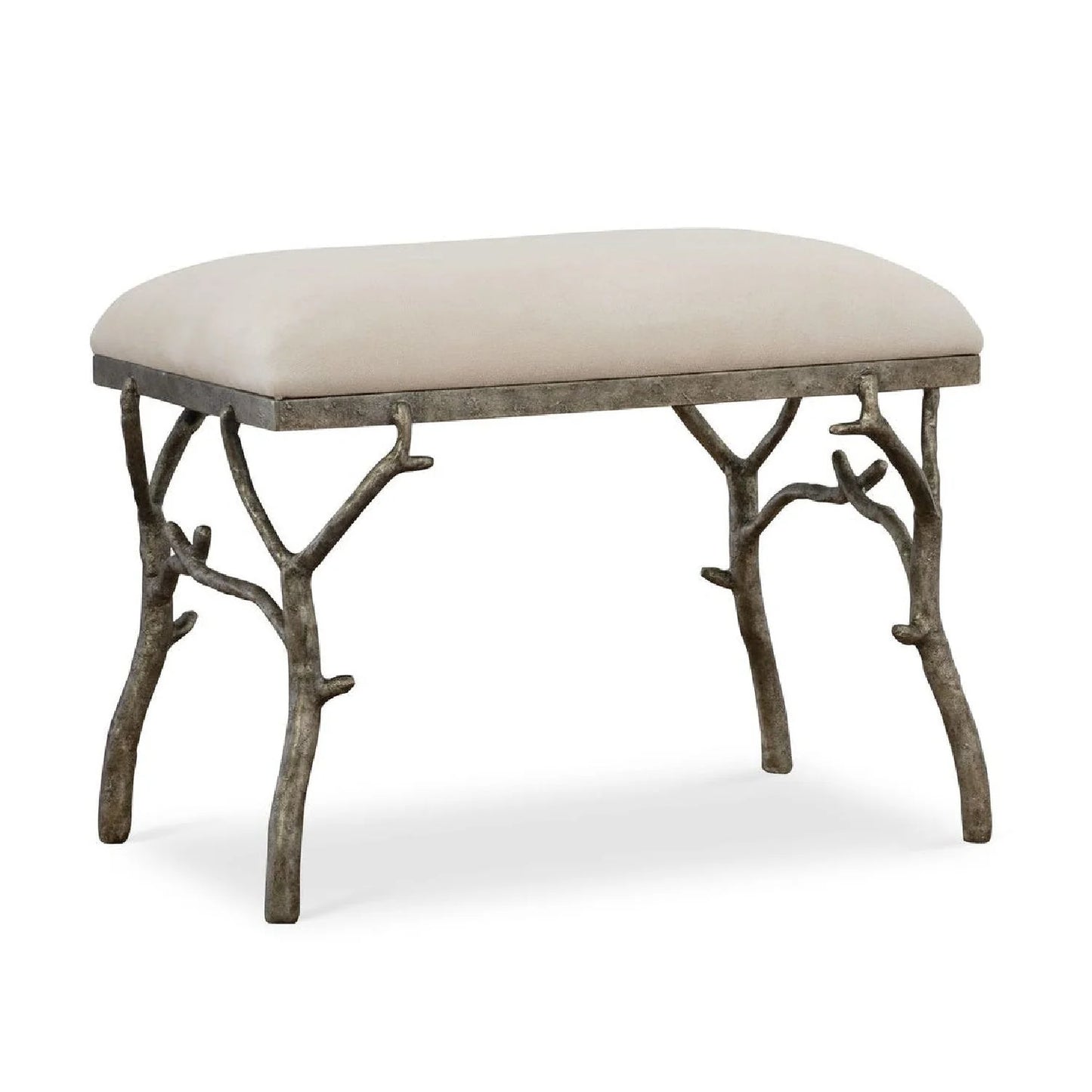 Luxury Silver Framed White Bench European Style for Villa