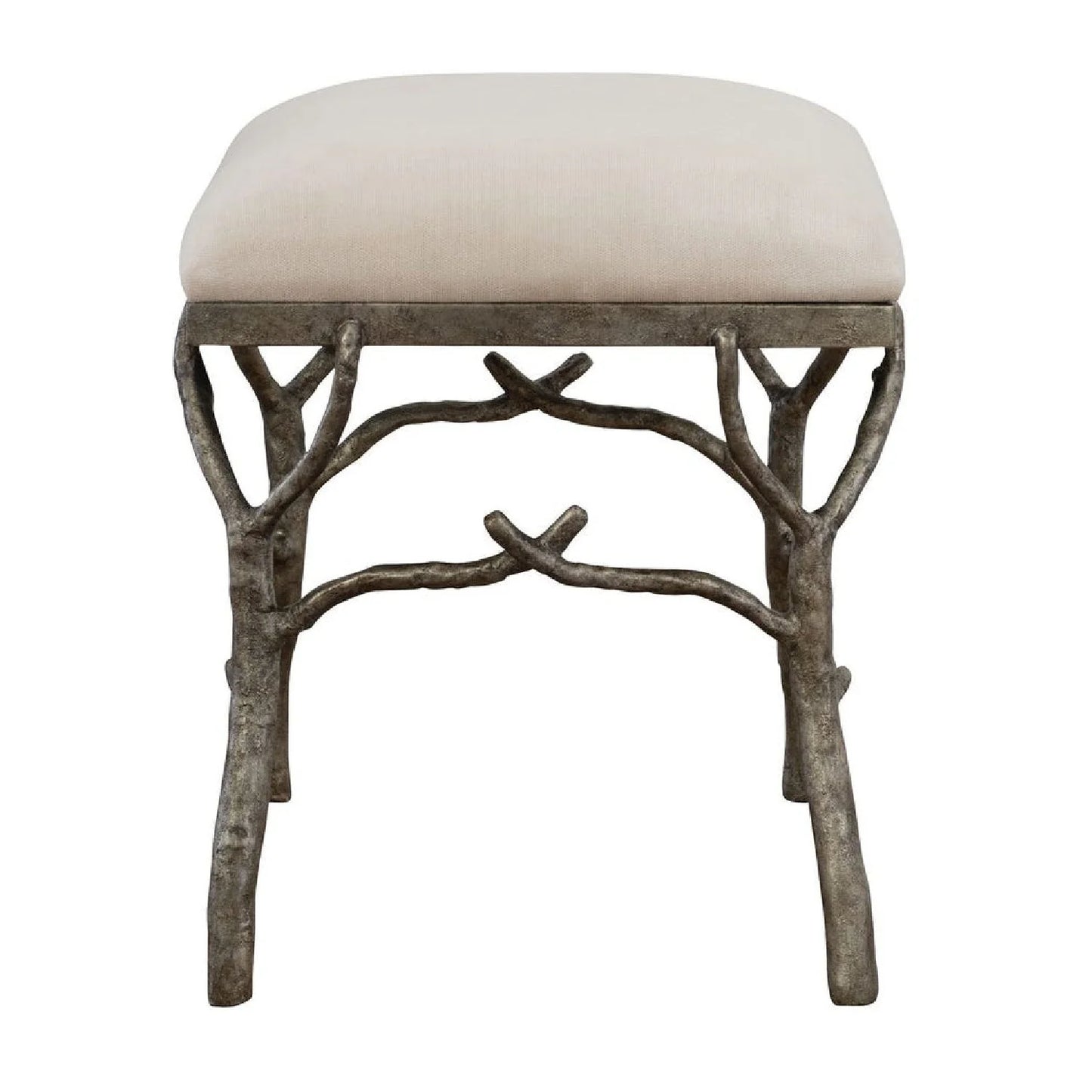 Luxury Silver Framed White Bench European Style for Villa