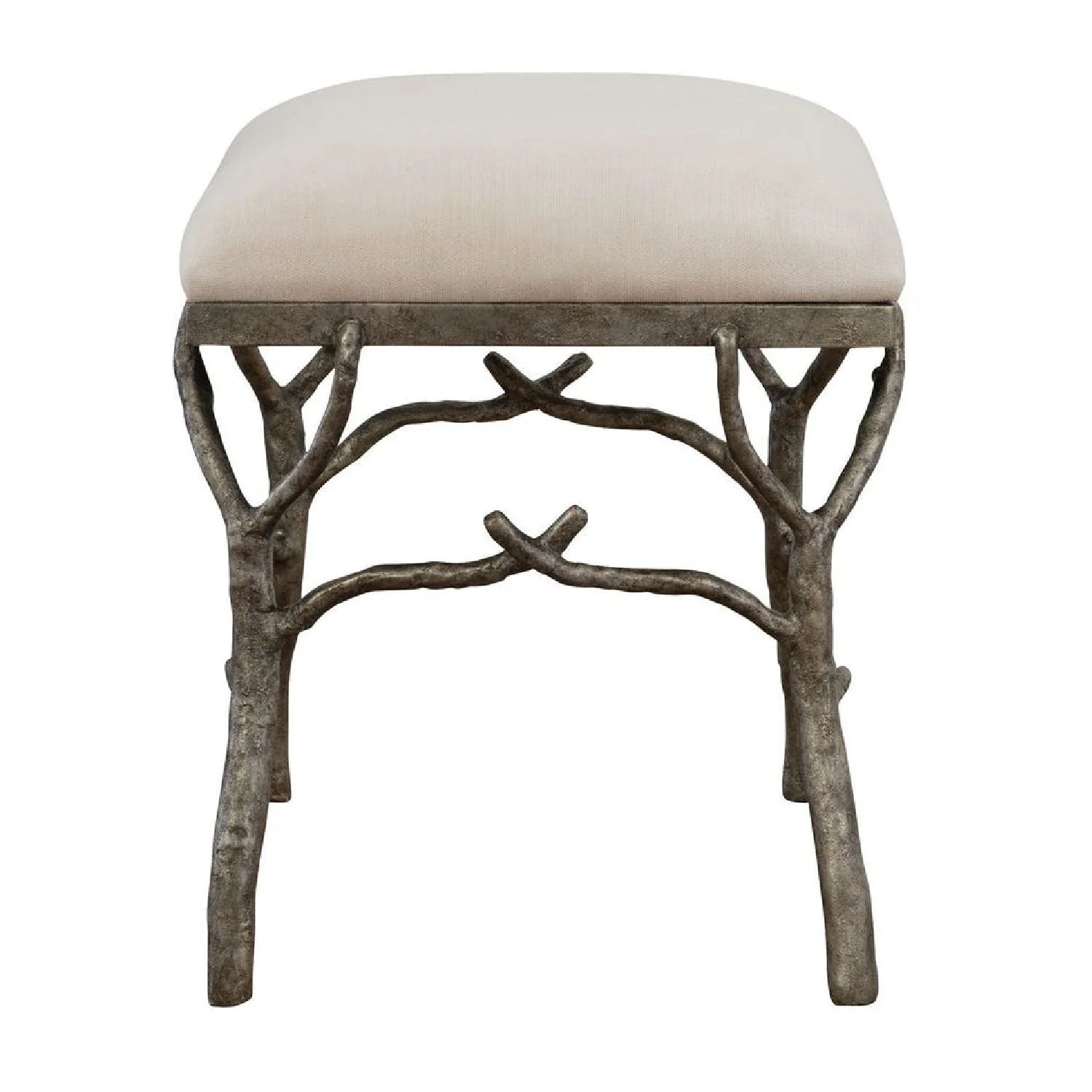 Luxury Silver Framed White Bench European Style for Villa