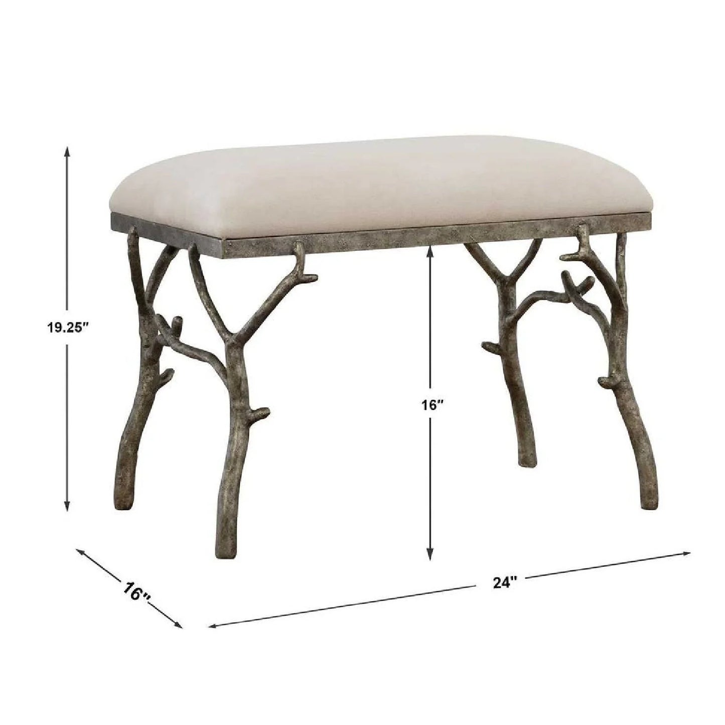 Luxury Silver Framed White Bench European Style for Villa