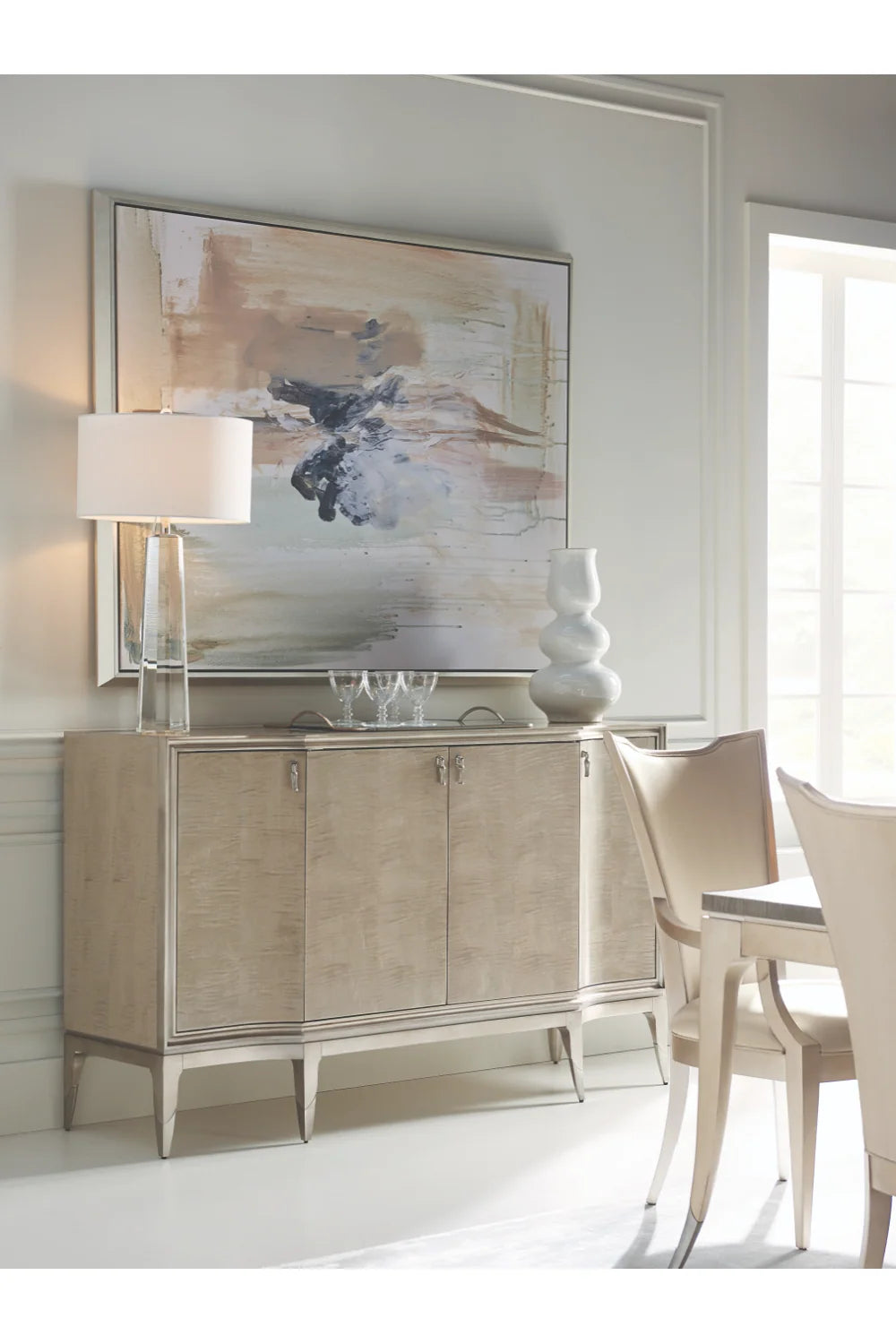 Luxury Silver Leaf Sideboard European Style for Villa