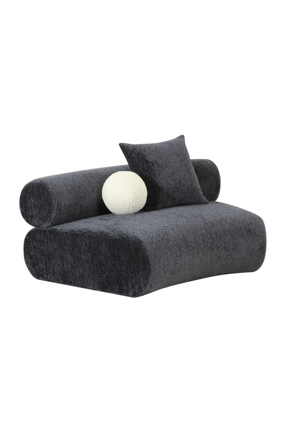 Luxury Simpson Gray Curved Armless Sofa Modern Italian Style for Villa