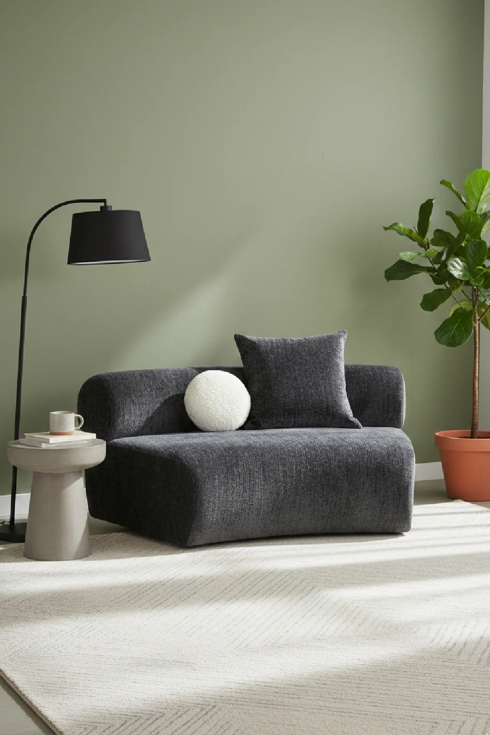 Luxury Simpson Gray Curved Armless Sofa Modern Italian Style for Villa