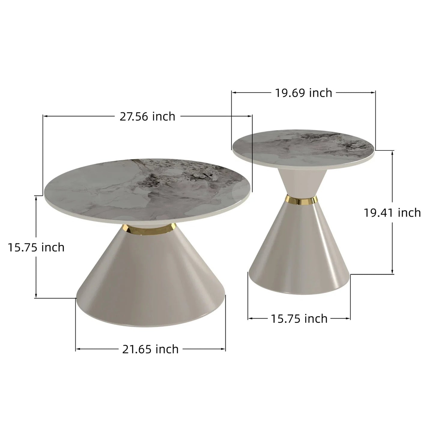 Luxury Sintered Stone Nesting Coffee Table Modern Italian Style for Villa