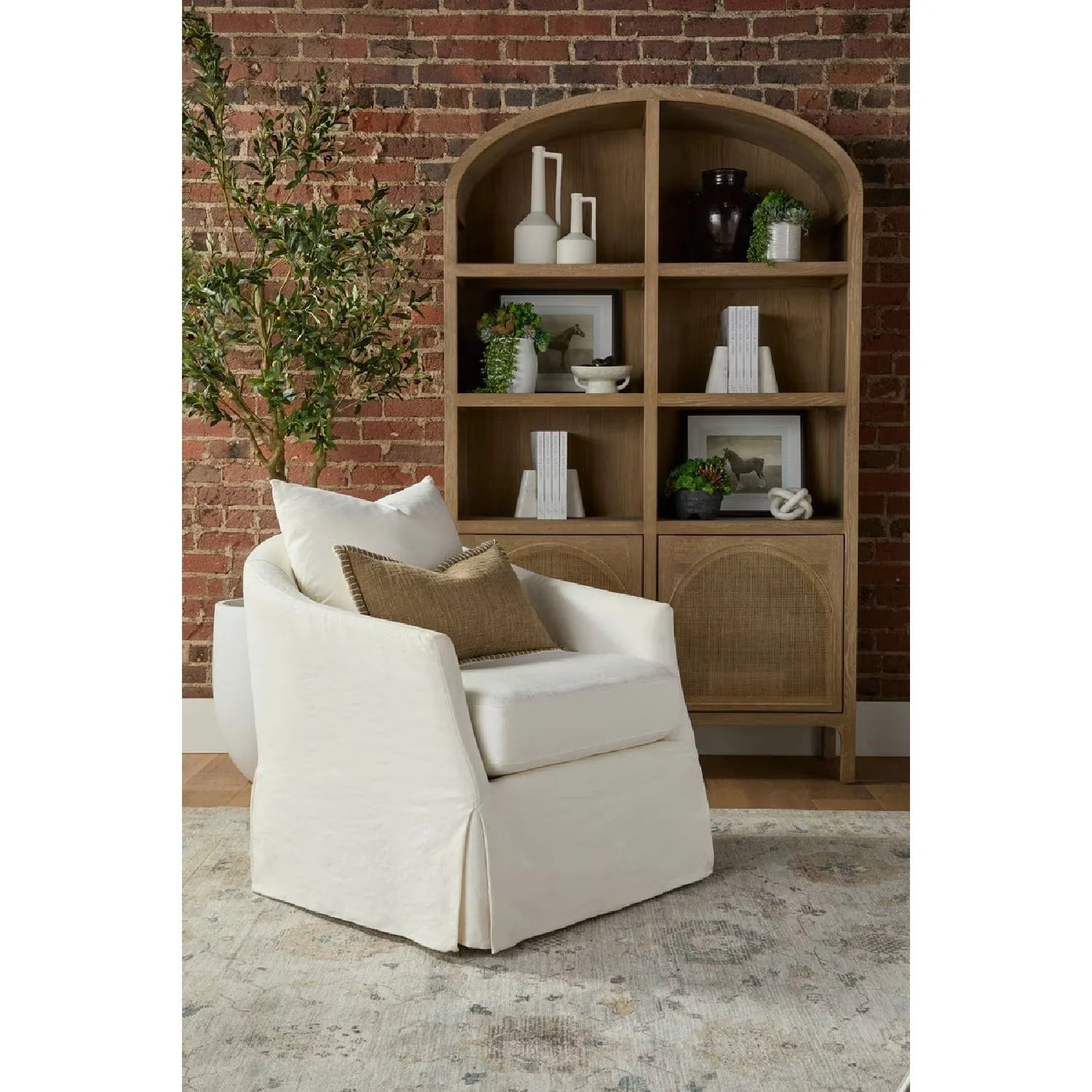 Luxury Skirted Swivel Club Chair Modern Italian Style for Villa