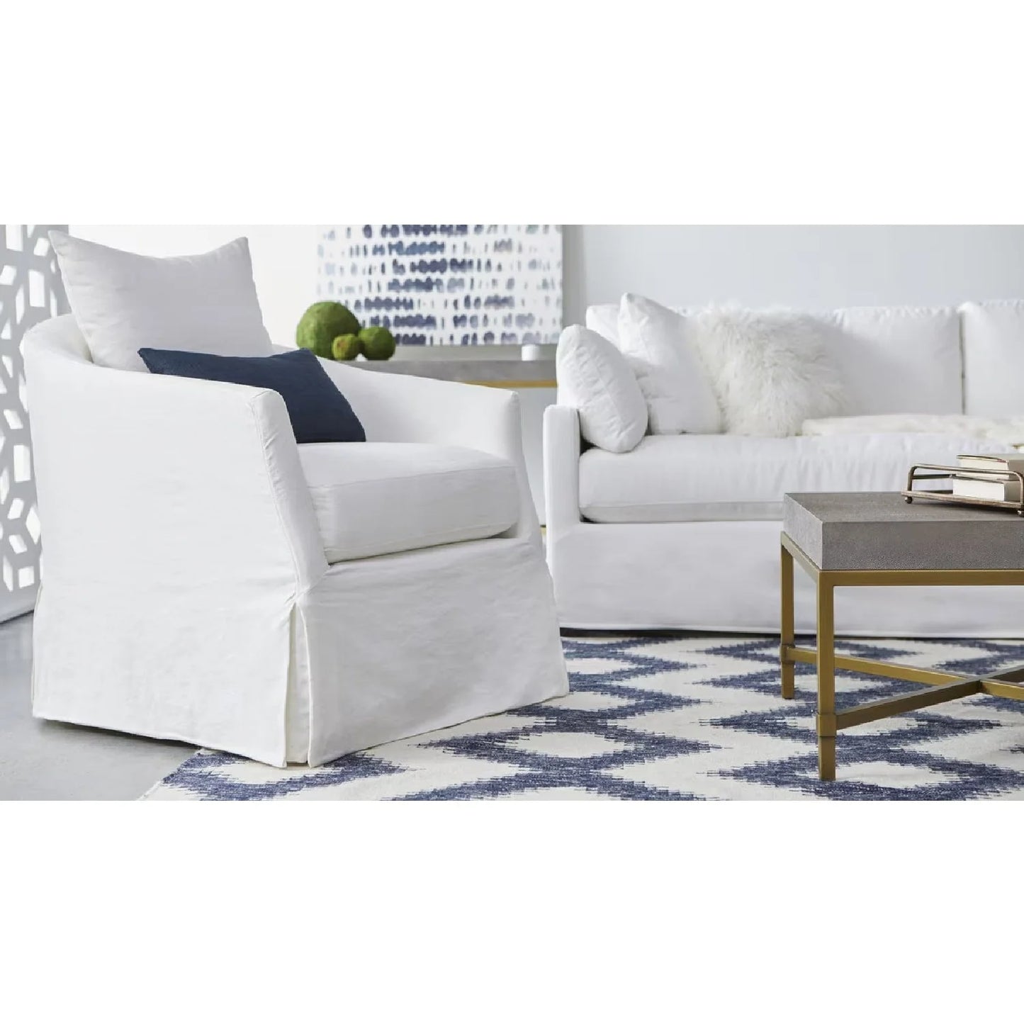 Luxury Skirted Swivel Club Chair Modern Italian Style for Villa