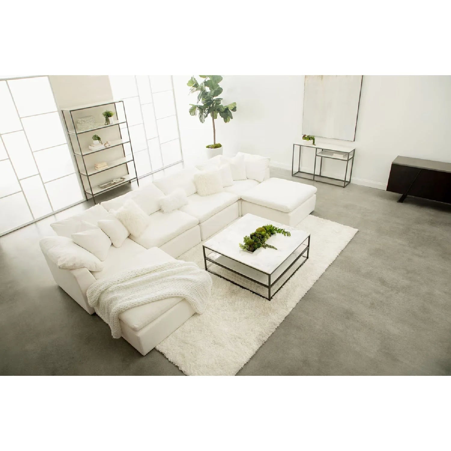 Luxury Sky Fabric Modular Sofa Chair Modern Italian Style for Villa