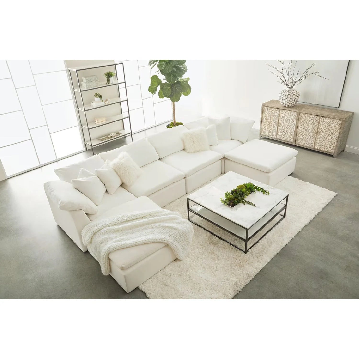 Luxury Sky Fabric Modular Sofa Chair Modern Italian Style for Villa
