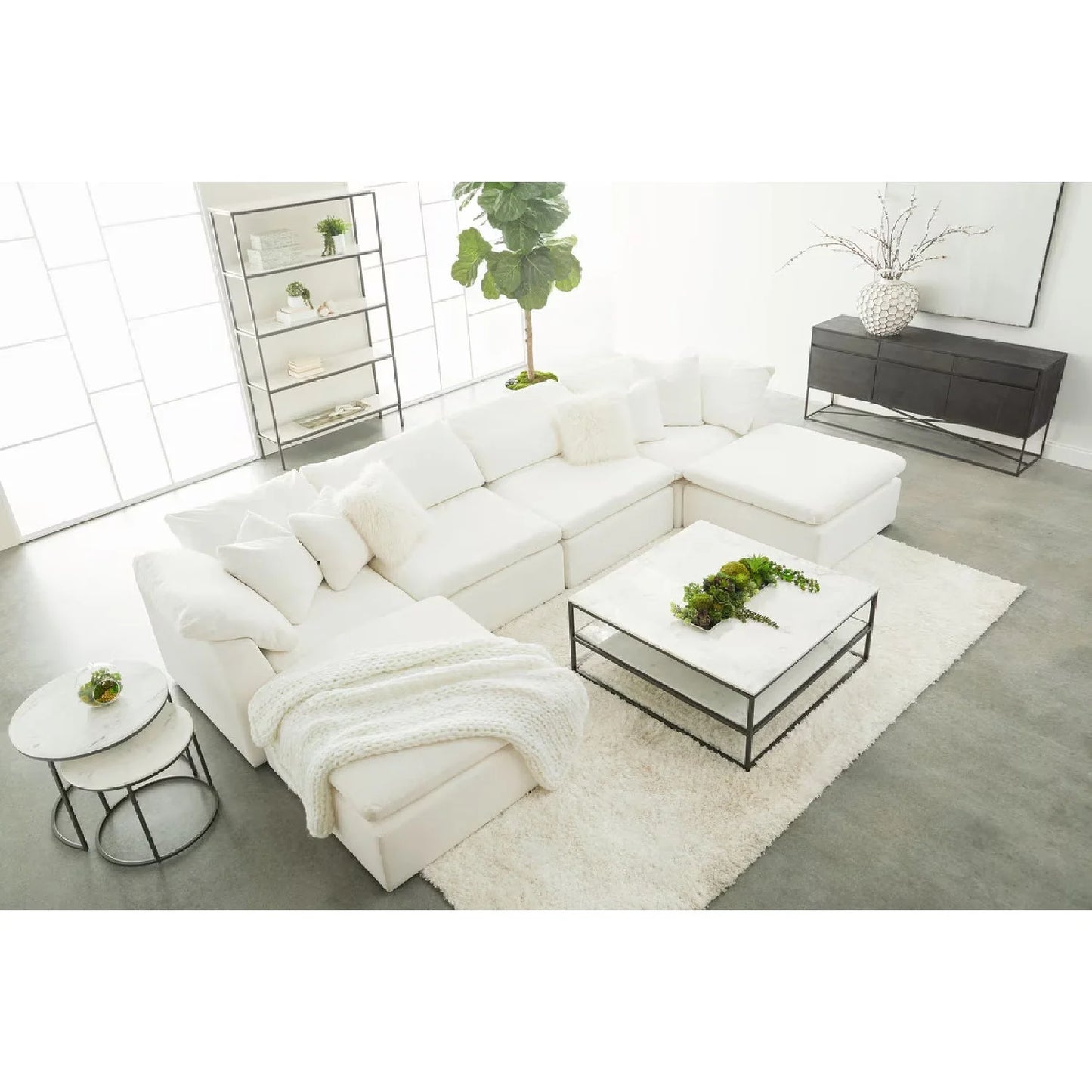Luxury Sky Fabric Modular Sofa Chair Modern Italian Style for Villa