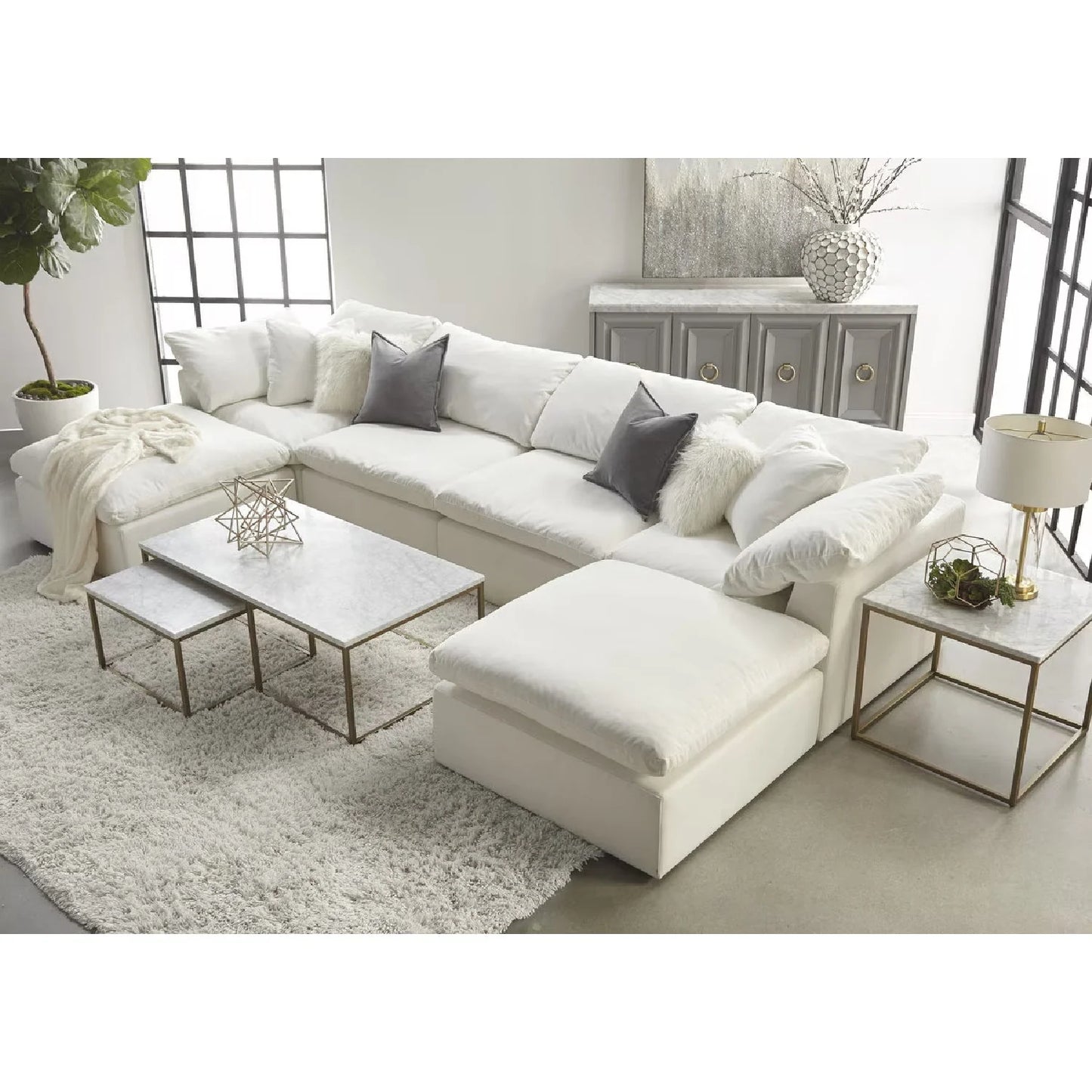 Luxury Sky Fabric Modular Sofa Chair Modern Italian Style for Villa