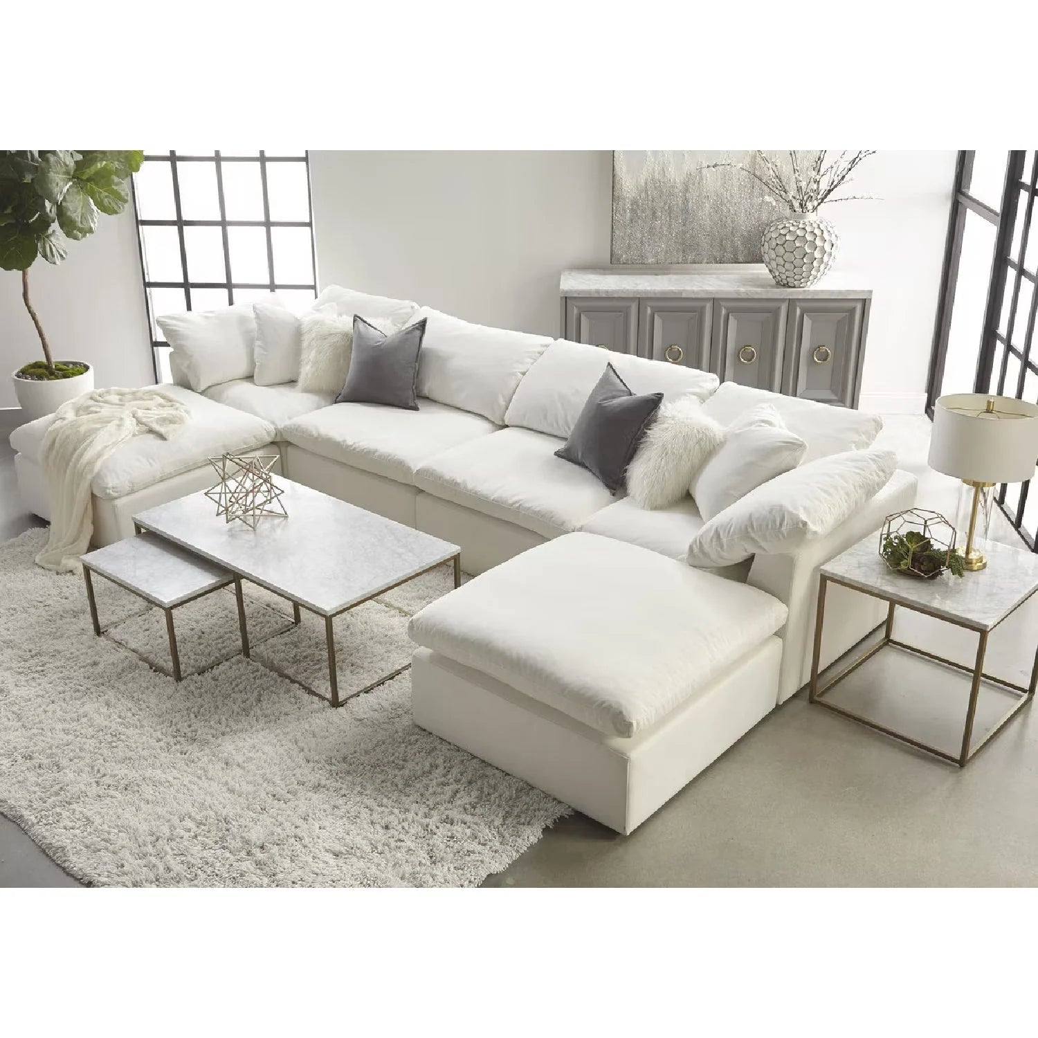 Luxury Sky Fabric Modular Sofa Chair Modern Italian Style for Villa