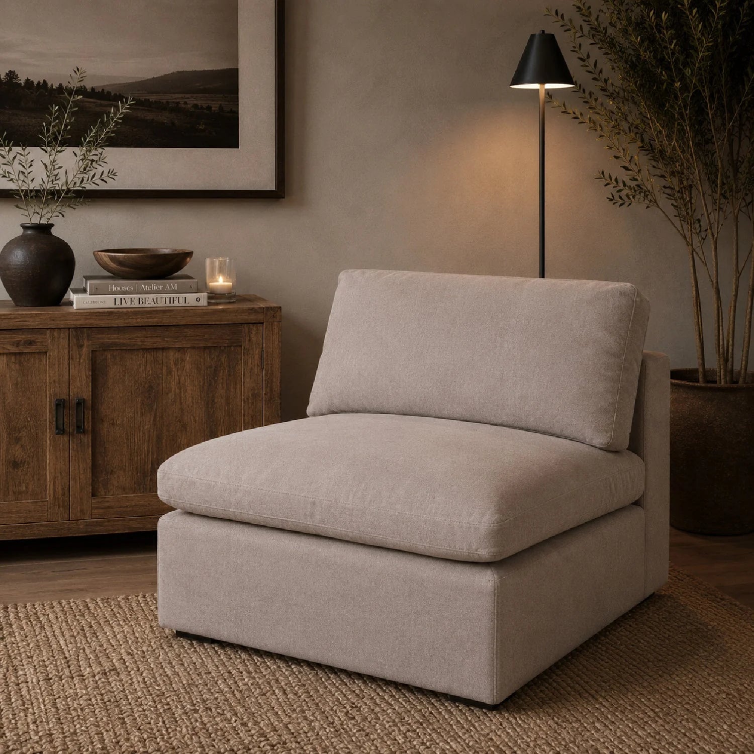 Luxury Sky Fabric Modular Sofa Chair Modern Italian Style for Villa