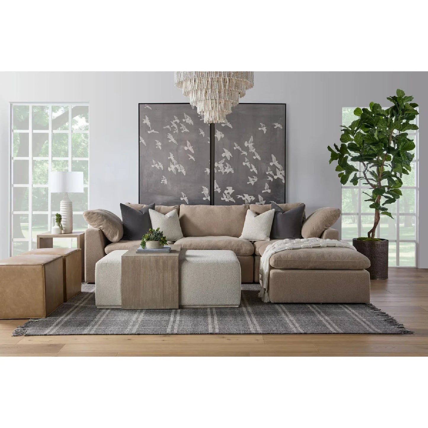 Luxury Sky Fabric Modular Sofa Chair Modern Italian Style for Villa