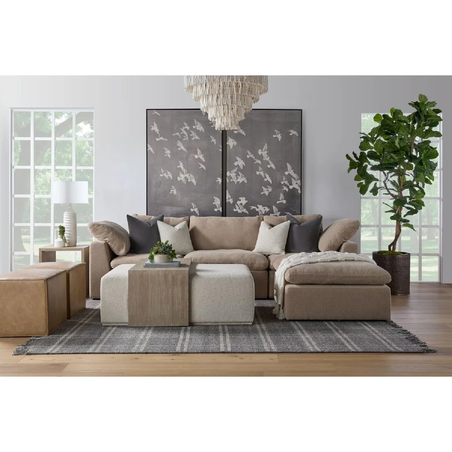 Luxury Sky Fabric Modular Sofa Chair Modern Italian Style for Villa