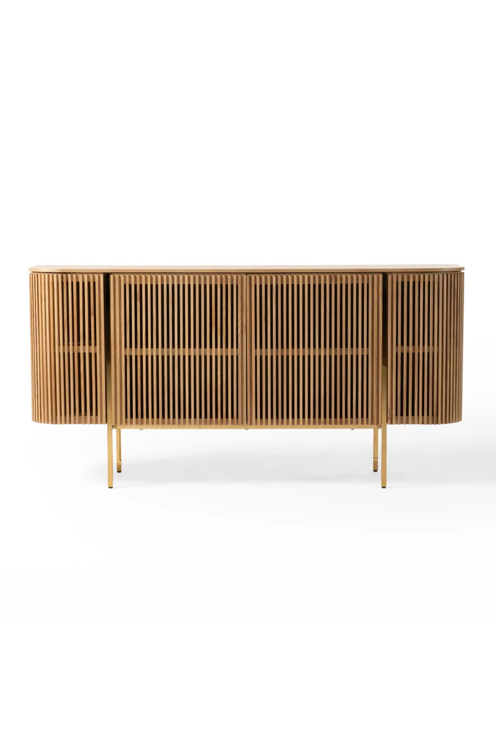 Luxury Slatted Natural Ash Sideboard European Style for Villa