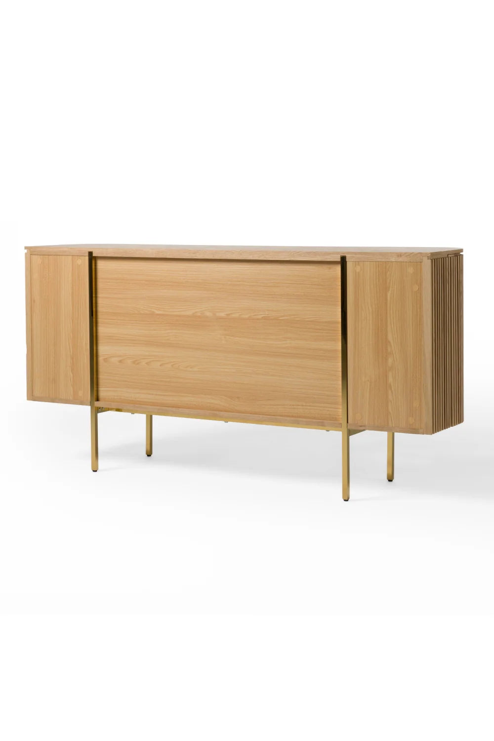 Luxury Slatted Natural Ash Sideboard European Style for Villa
