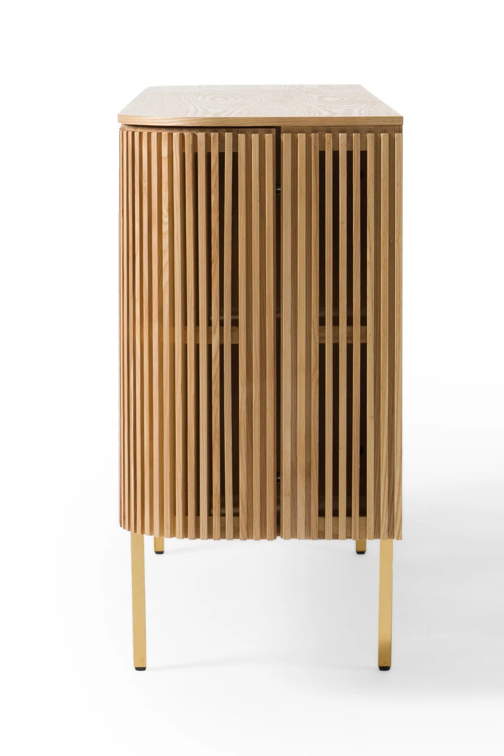 Luxury Slatted Natural Ash Sideboard European Style for Villa