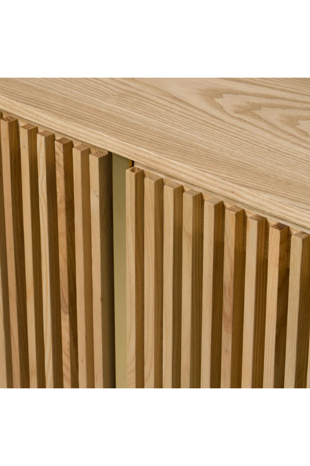 Luxury Slatted Natural Ash Sideboard European Style for Villa