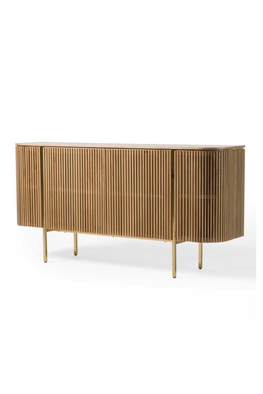 Luxury Slatted Natural Ash Sideboard European Style for Villa