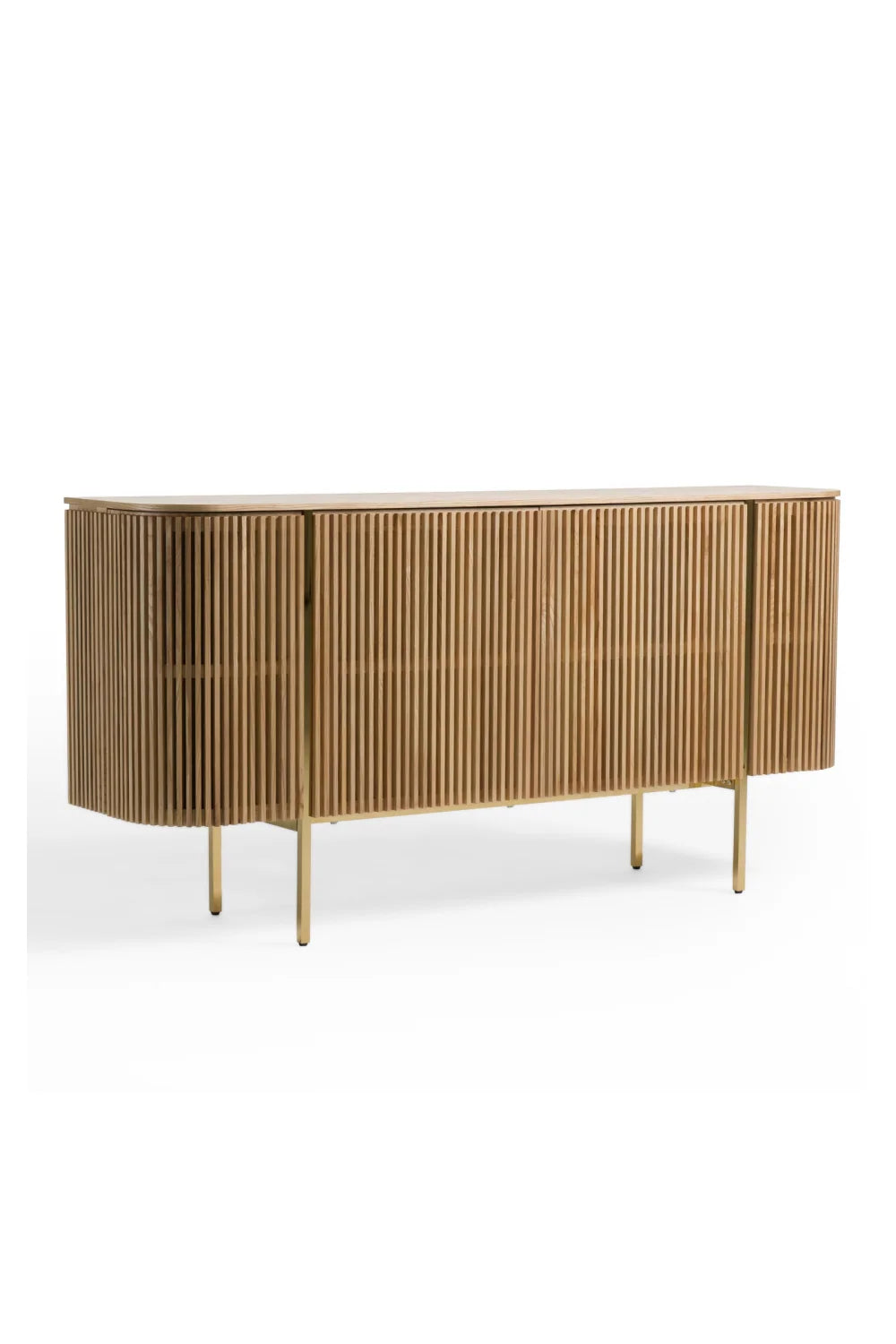 Luxury Slatted Natural Ash Sideboard European Style for Villa