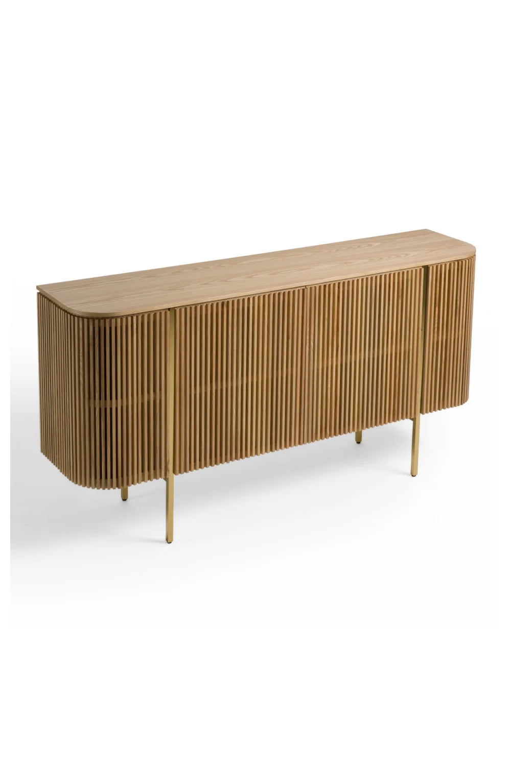 Luxury Slatted Natural Ash Sideboard European Style for Villa