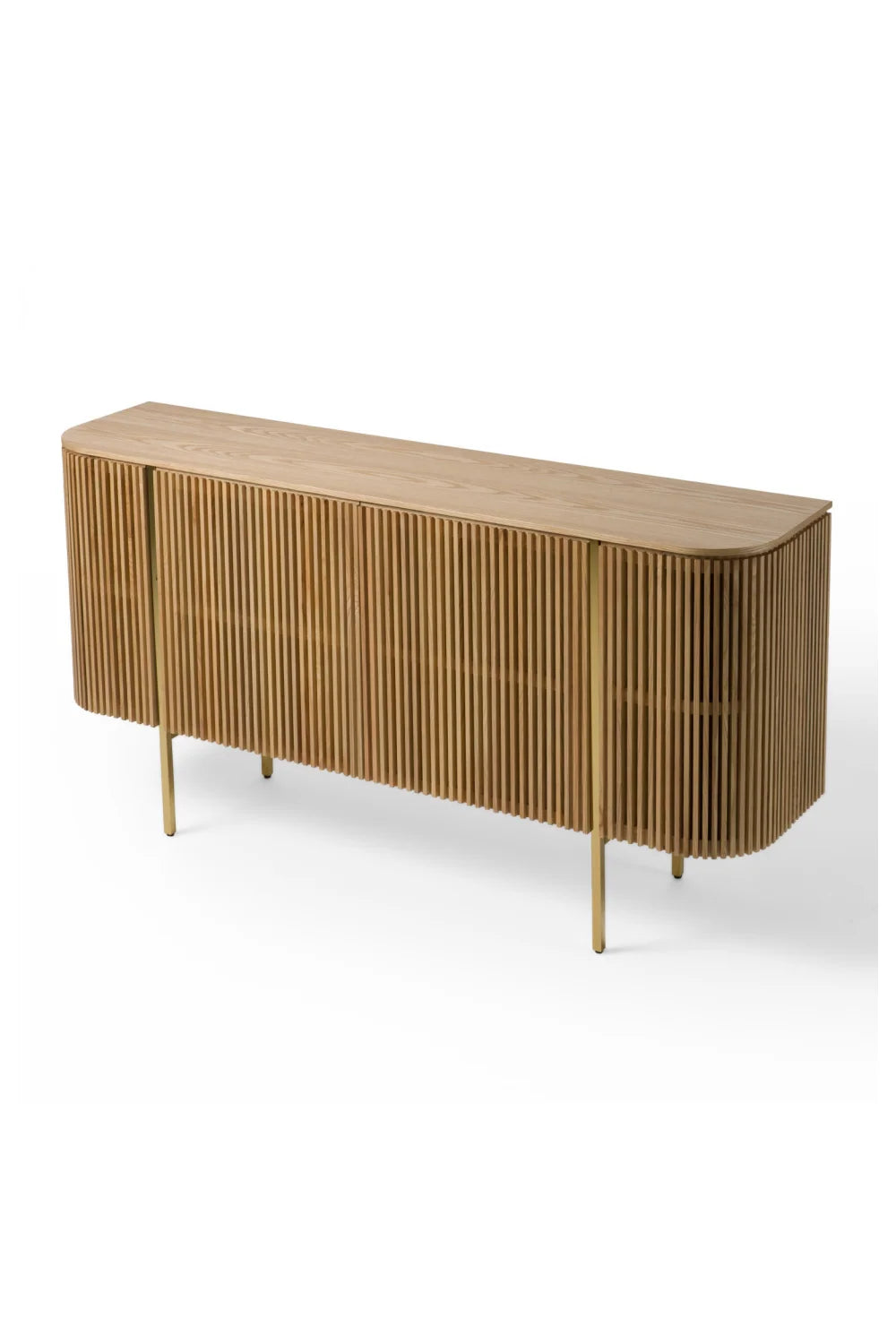 Luxury Slatted Natural Ash Sideboard European Style for Villa