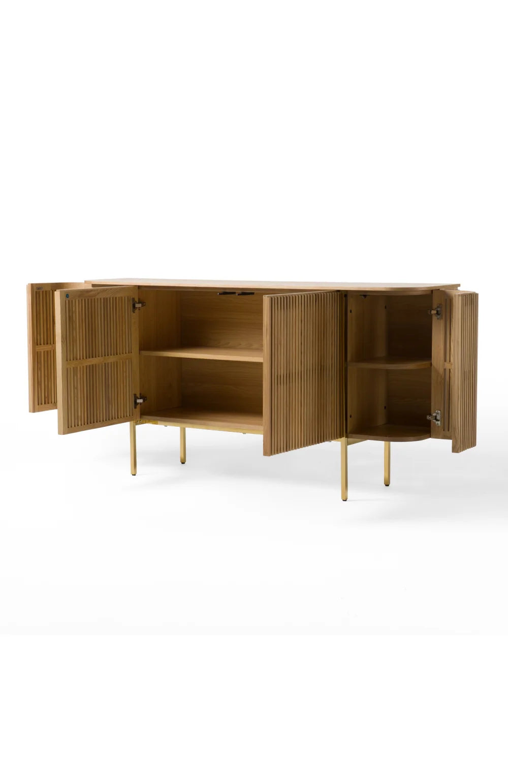Luxury Slatted Natural Ash Sideboard European Style for Villa