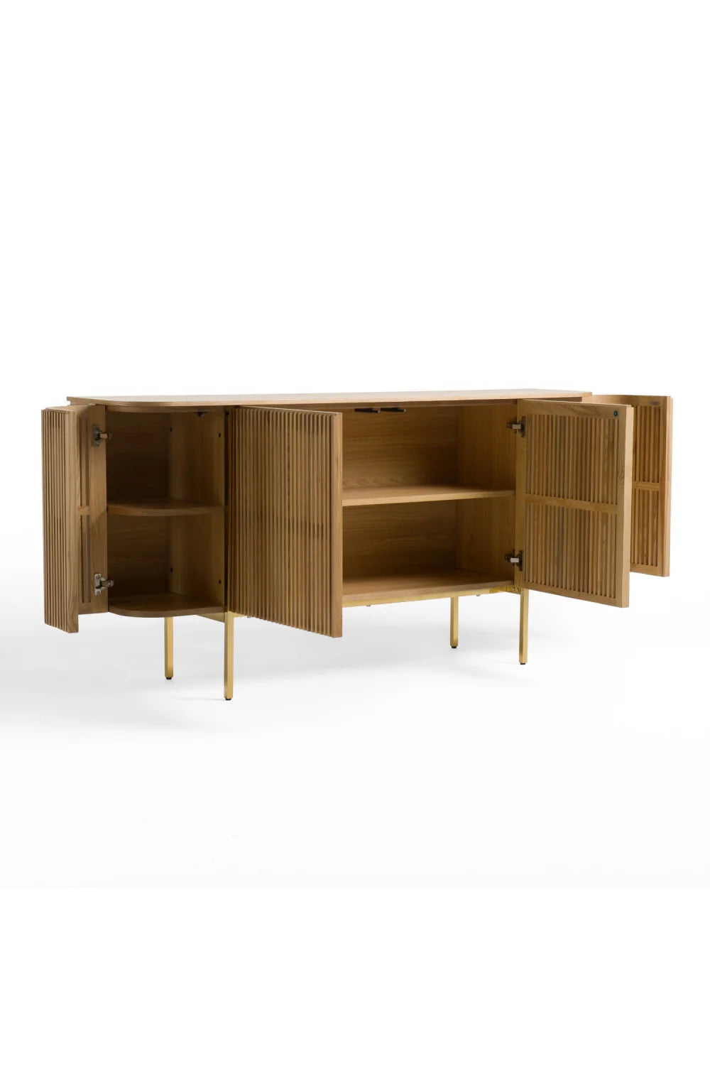 Luxury Slatted Natural Ash Sideboard European Style for Villa
