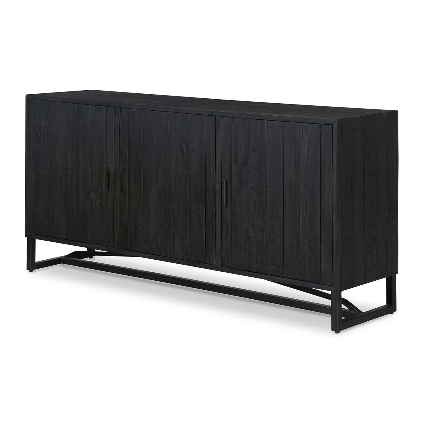 Luxury Slatted Pine 3-Door Sideboard European Style for Villa