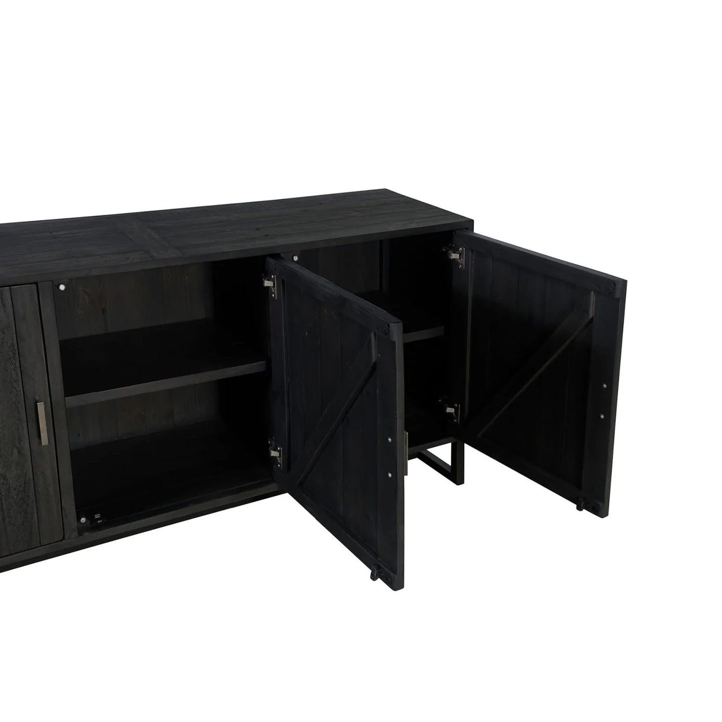 Luxury Slatted Pine 3-Door Sideboard European Style for Villa