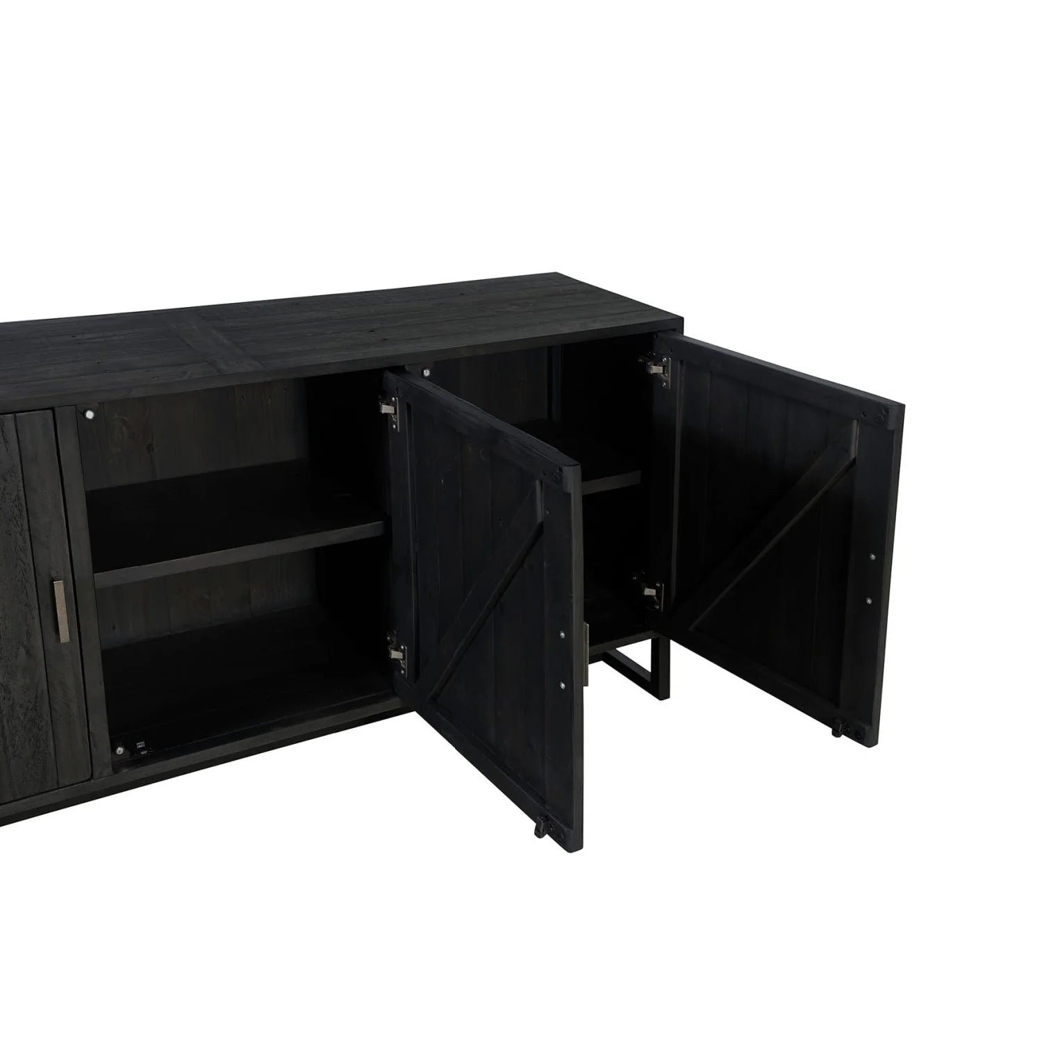 Luxury Slatted Pine 3-Door Sideboard European Style for Villa