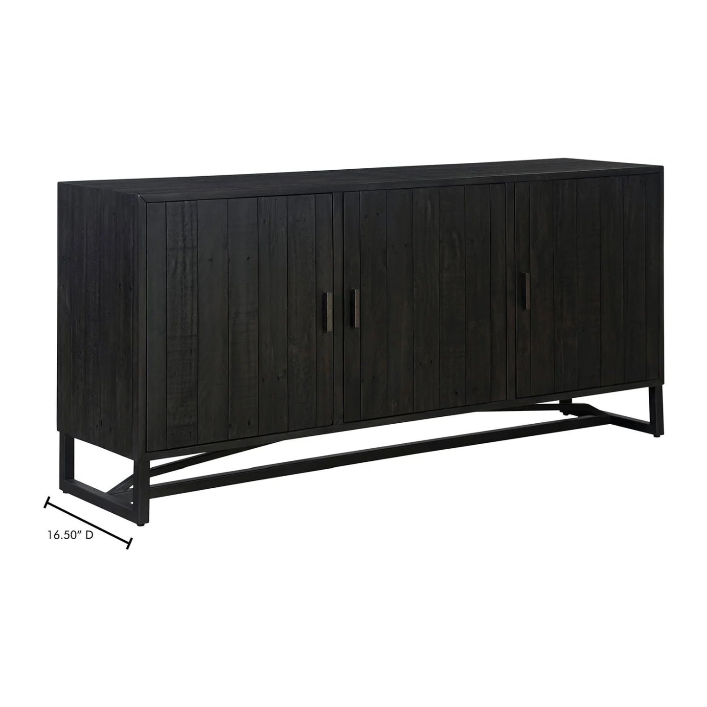 Luxury Slatted Pine 3-Door Sideboard European Style for Villa