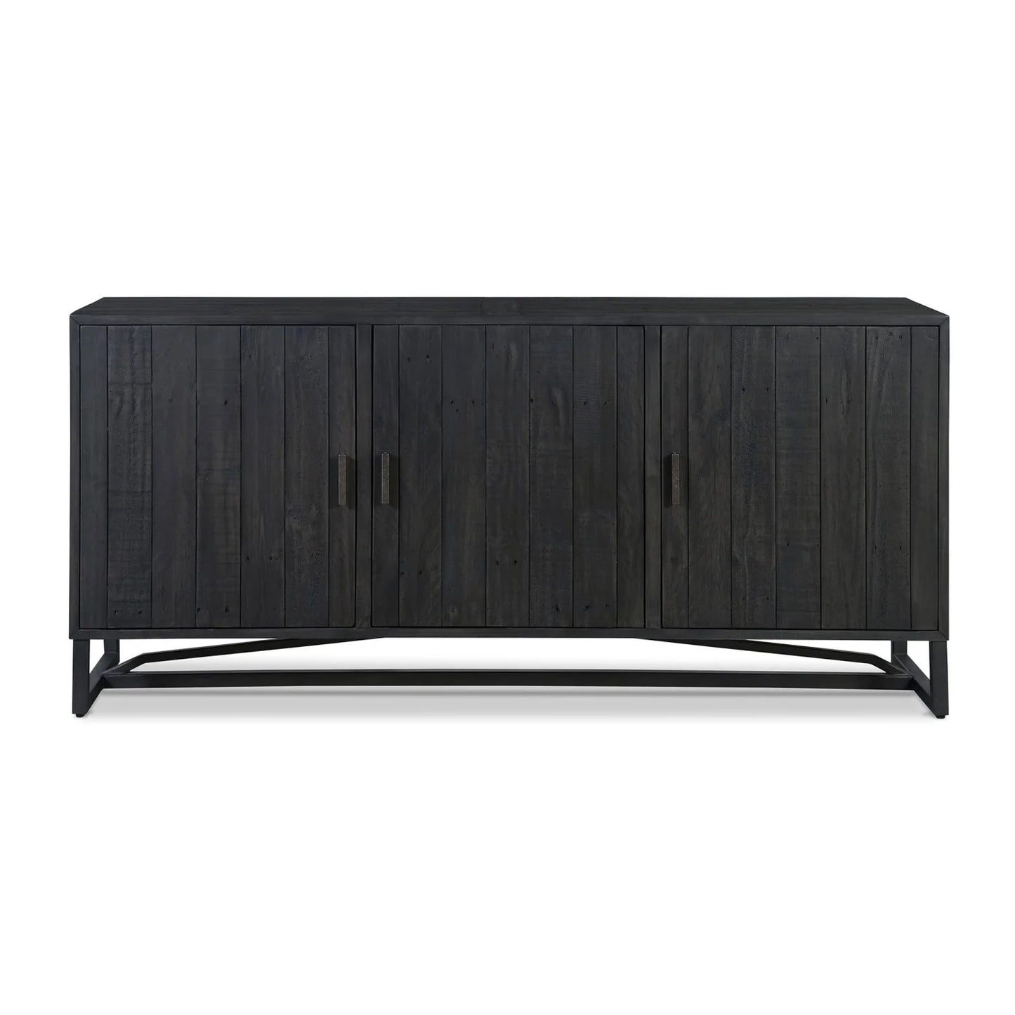 Luxury Slatted Pine 3-Door Sideboard European Style for Villa
