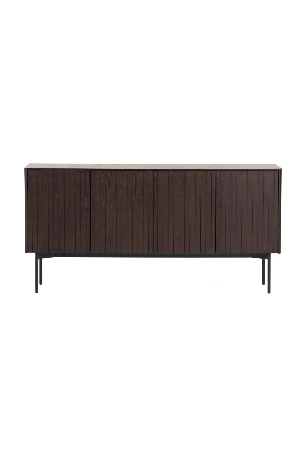 Luxury Slatted Smoked Ash Sideboard European Style for Villa