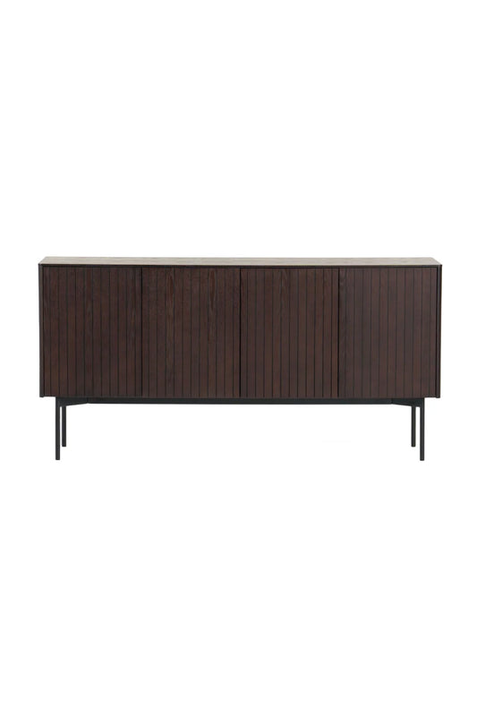 Luxury Slatted Smoked Ash Sideboard European Style for Villa