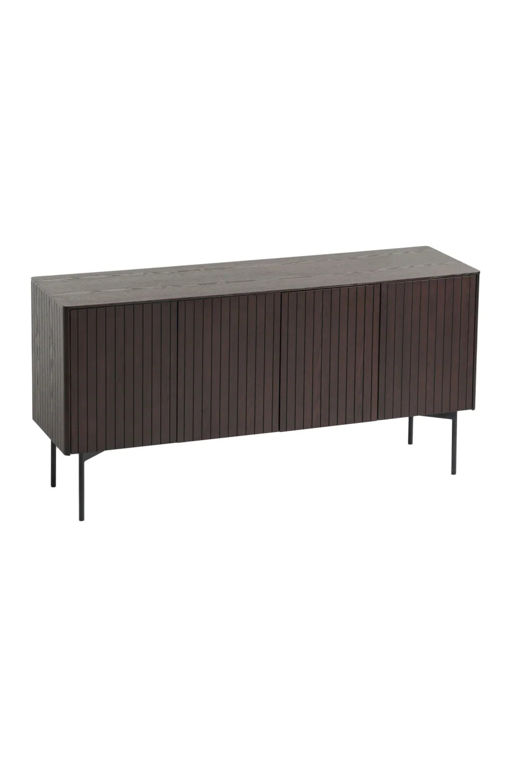 Luxury Slatted Smoked Ash Sideboard European Style for Villa