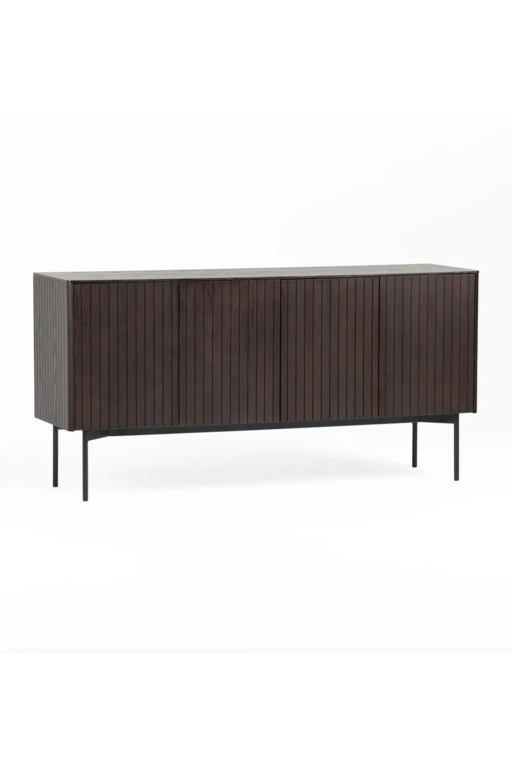 Luxury Slatted Smoked Ash Sideboard European Style for Villa