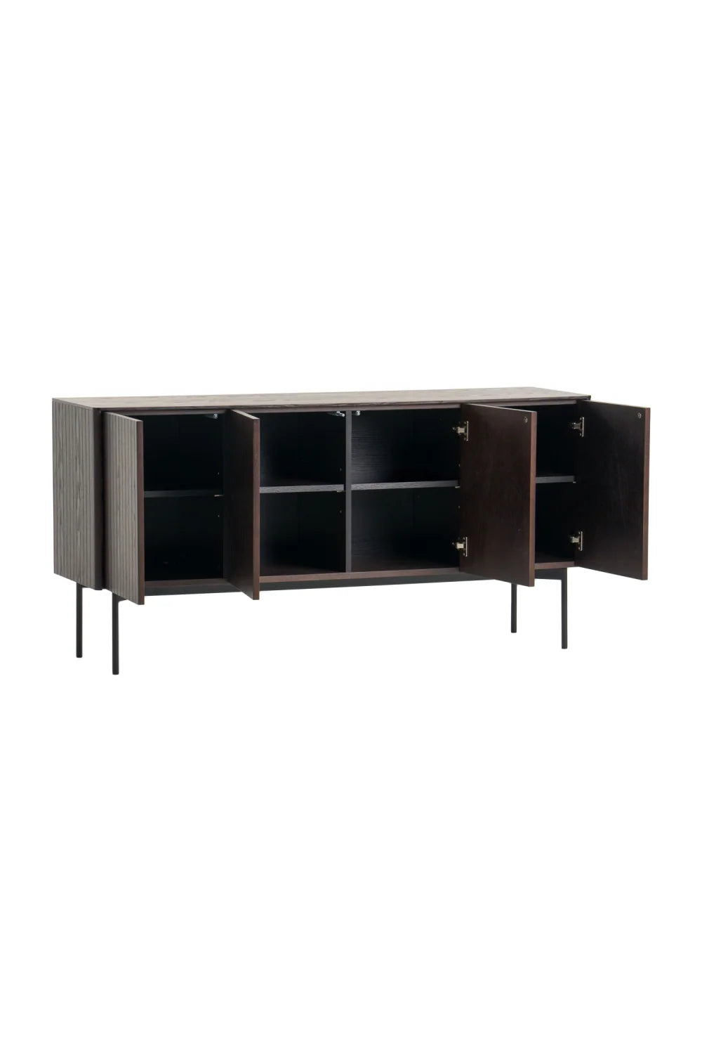 Luxury Slatted Smoked Ash Sideboard European Style for Villa