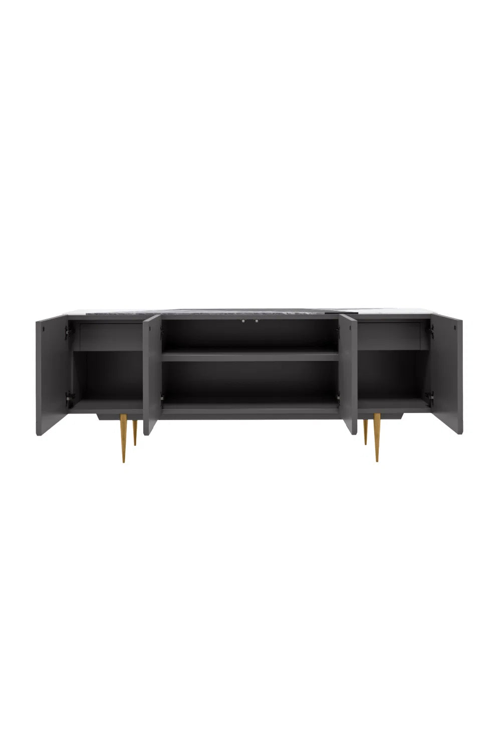 Luxury Slatted Warm Slate Stone Sideboard European Style for Villa