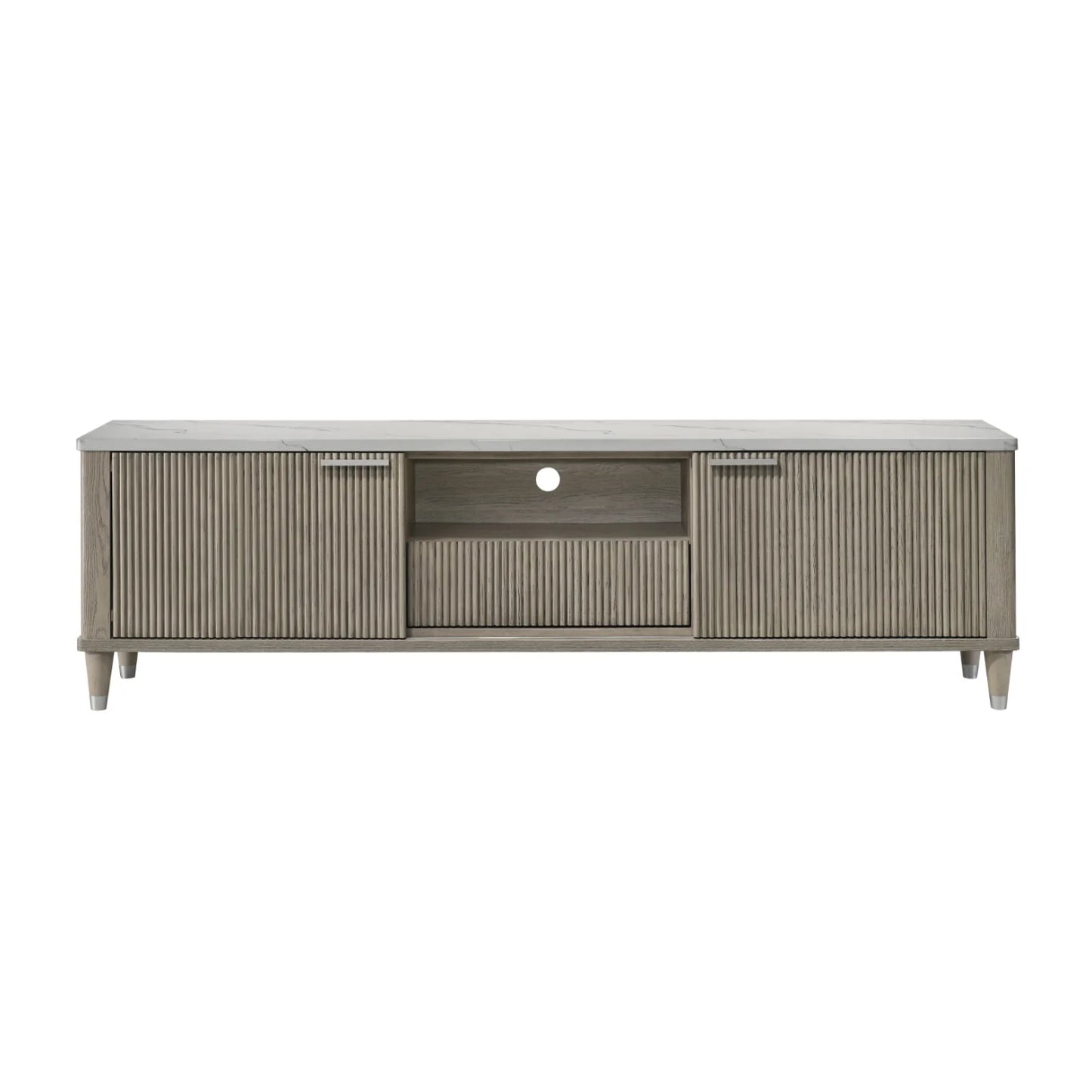 Luxury Sleek White Faux Marble TV Stand Modern Italian Style for Villa