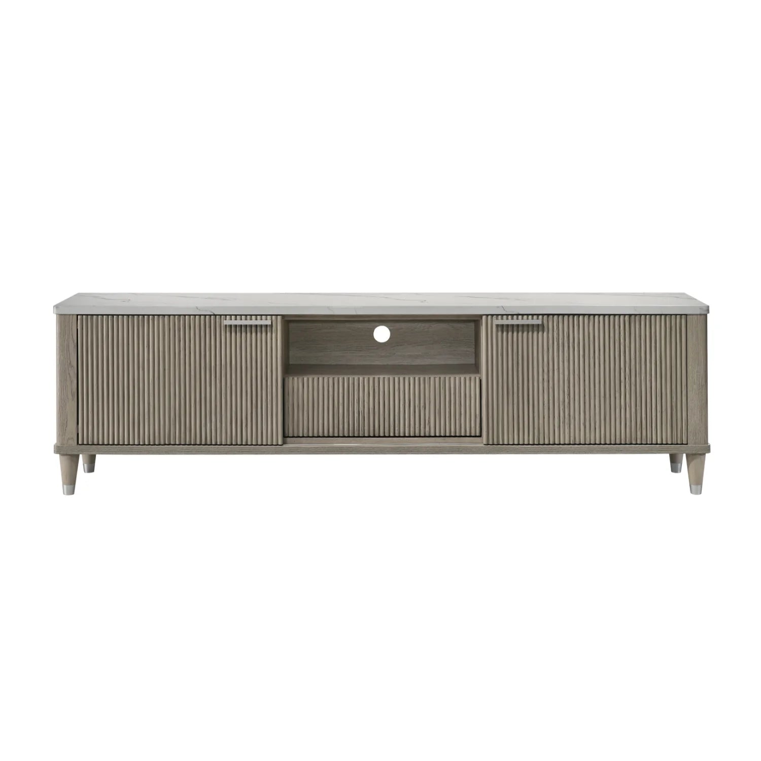 Luxury Sleek White Faux Marble TV Stand Modern Italian Style for Villa