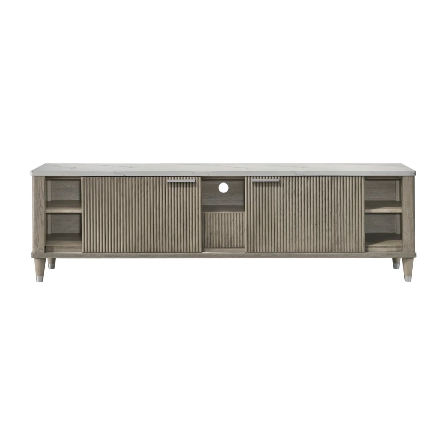 Luxury Sleek White Faux Marble TV Stand Modern Italian Style for Villa